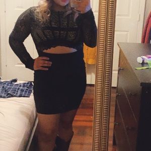 Mini dress with ab opening